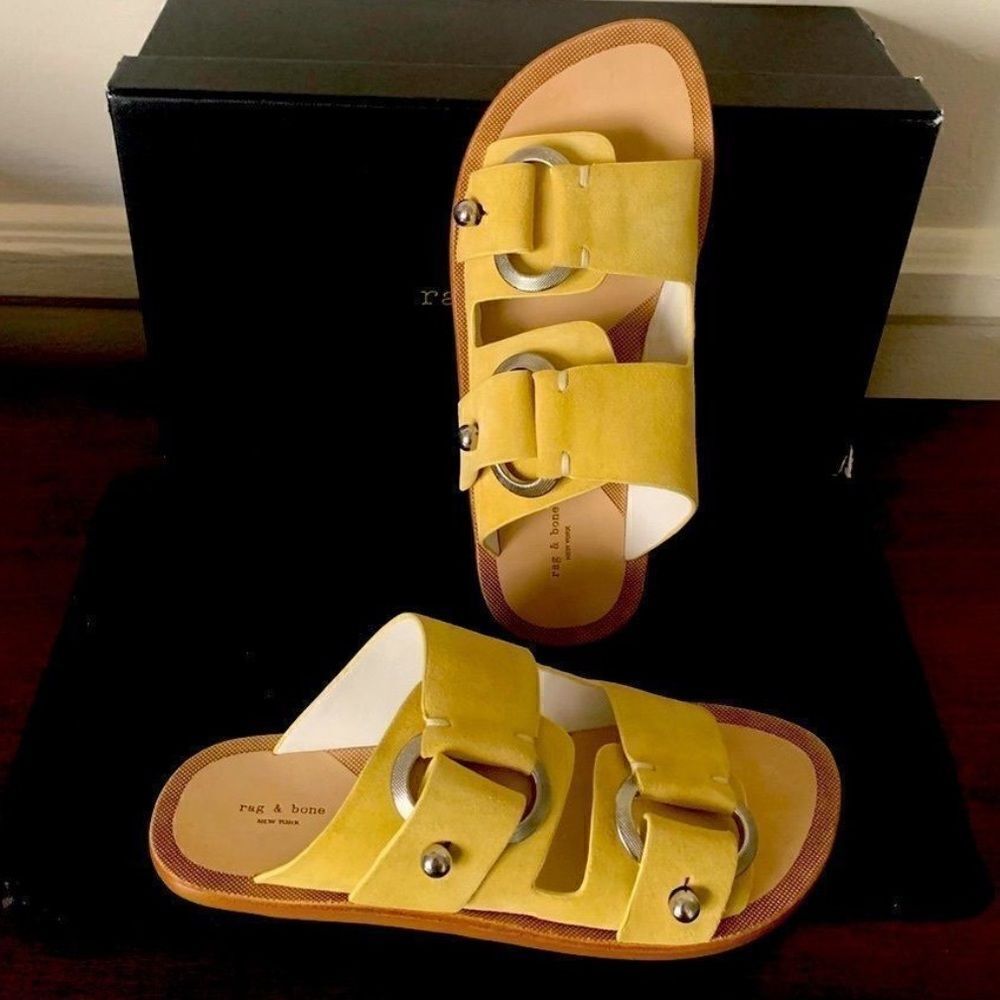 Rag&Bone Womenâs Strappy Suede Leather Upper/Lining Slide Sandal Size 6 Nib
